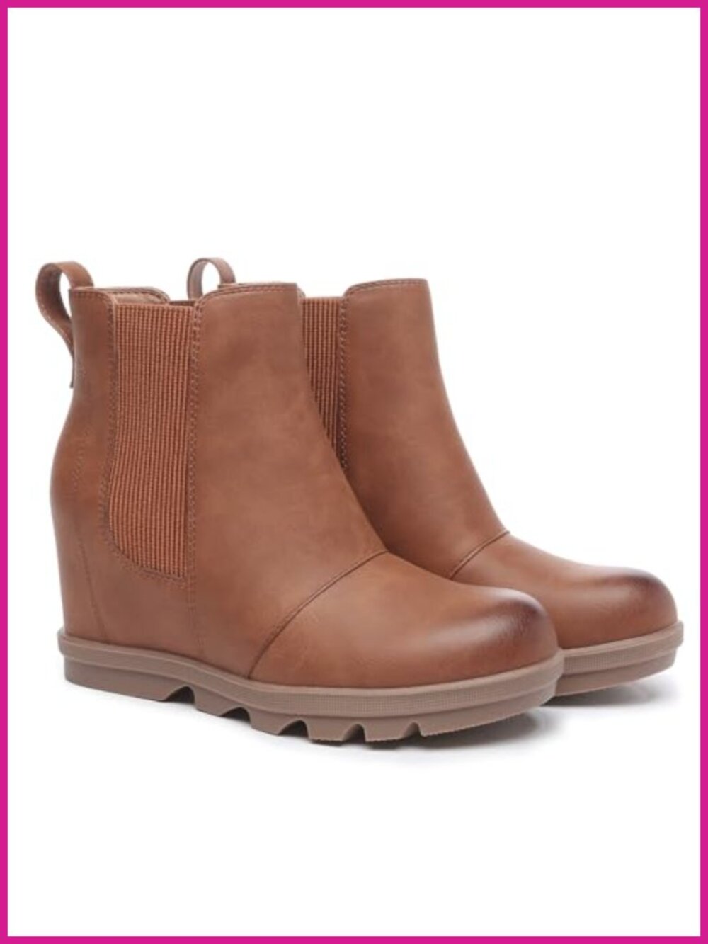 Hidden Heel Chelsea Ankle Wedge Boots Faux Leather Comfort